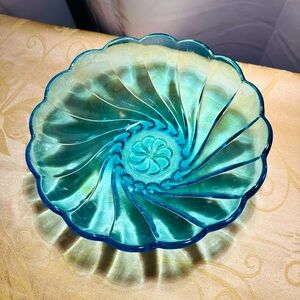 Vintage, Hazel Atlas, Capri Seashell Blue Serving Bowl - MCM